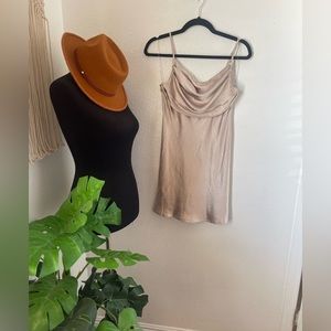 Satin Champagne mini slip dress!